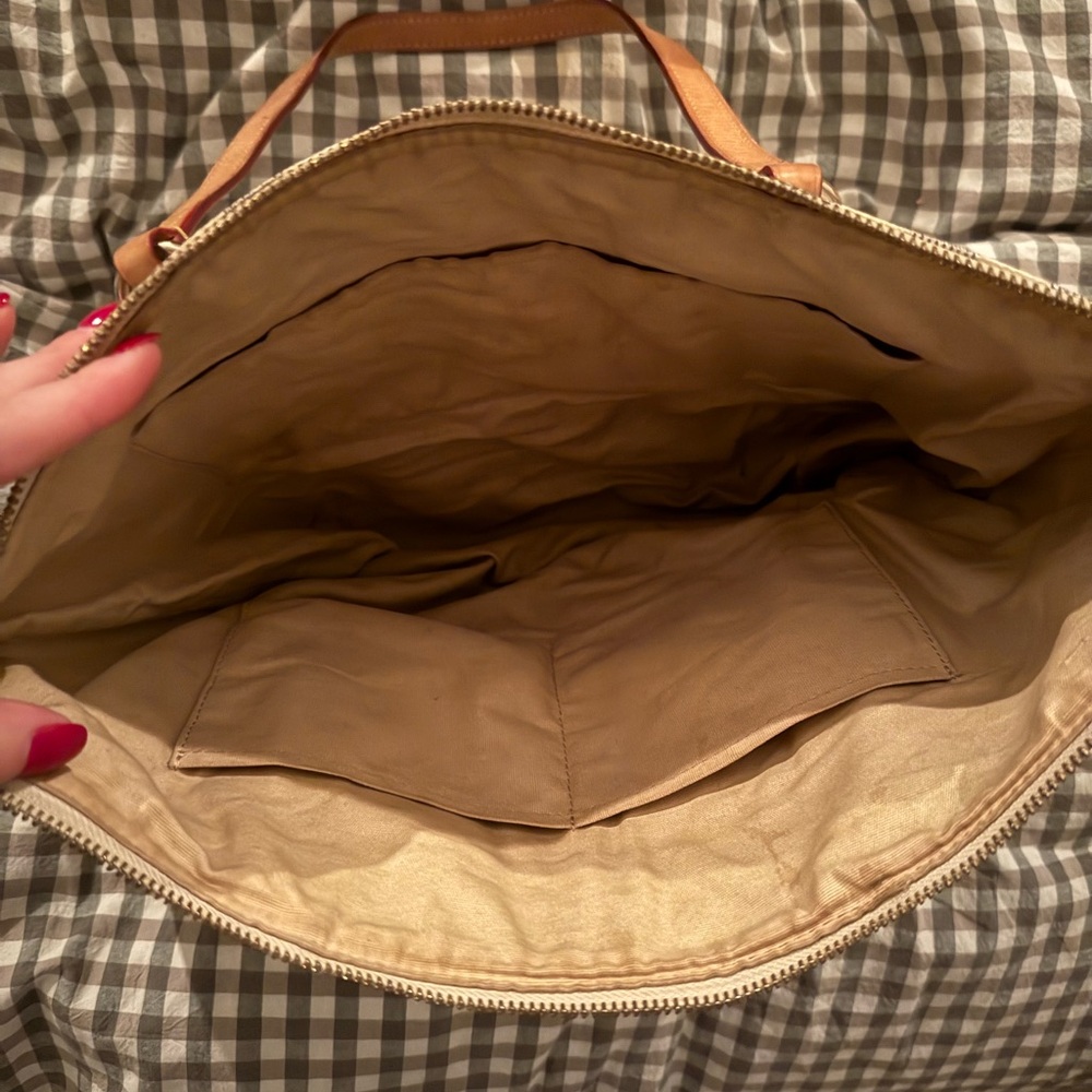 Brown and Tan Checkered Tote - Picture 3 of 3
